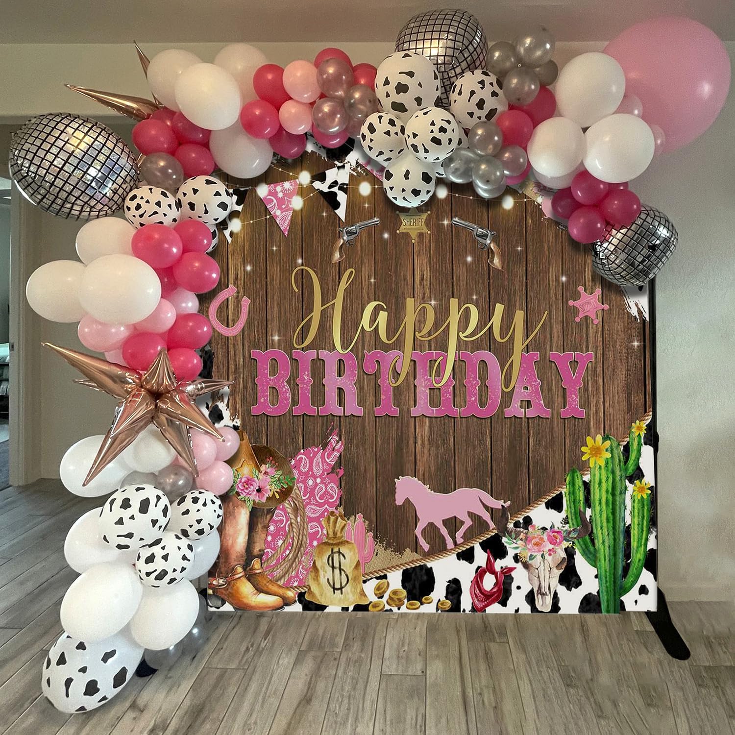 Mocsicka Western Cowgirl Birthday Backdrop For Girls Party Decorations Rustic Rodeo Boot Horse Theme Photo Booth Background Happ